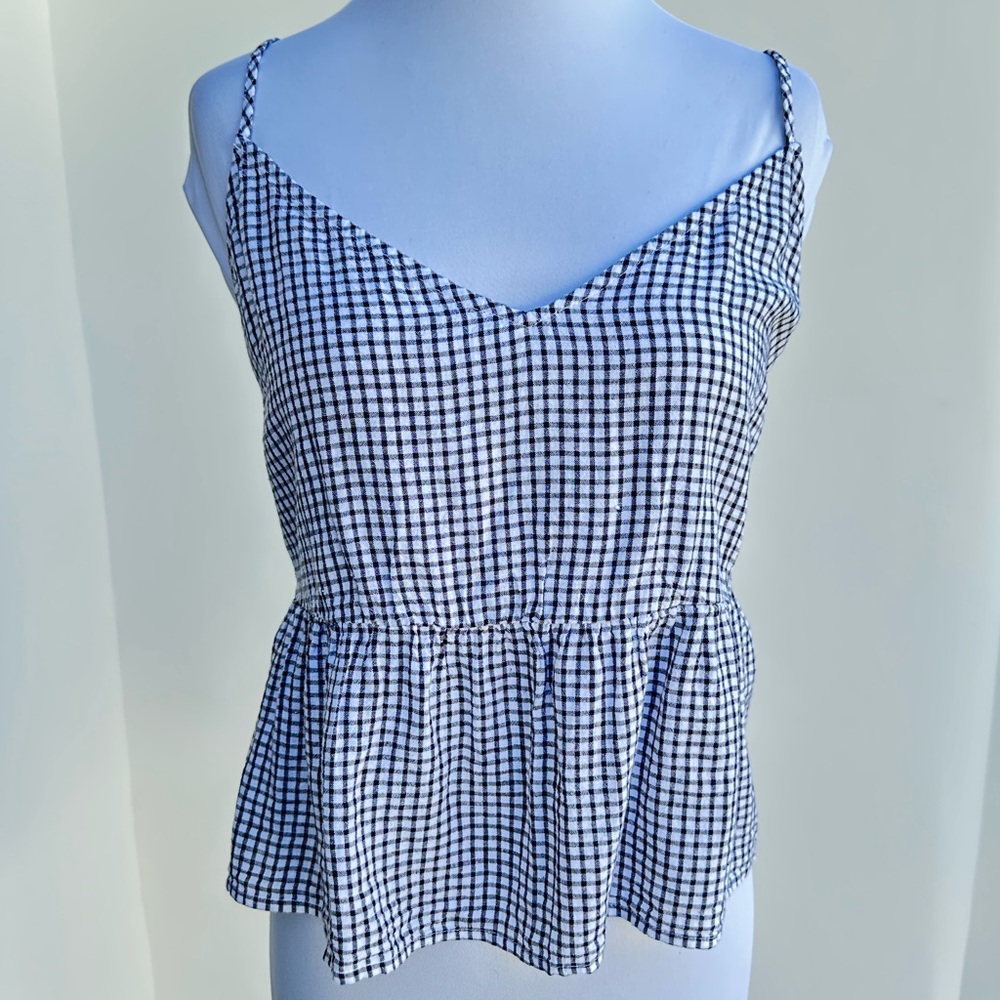 Abercrombie & Fitch Black and White Checkered Women's Top